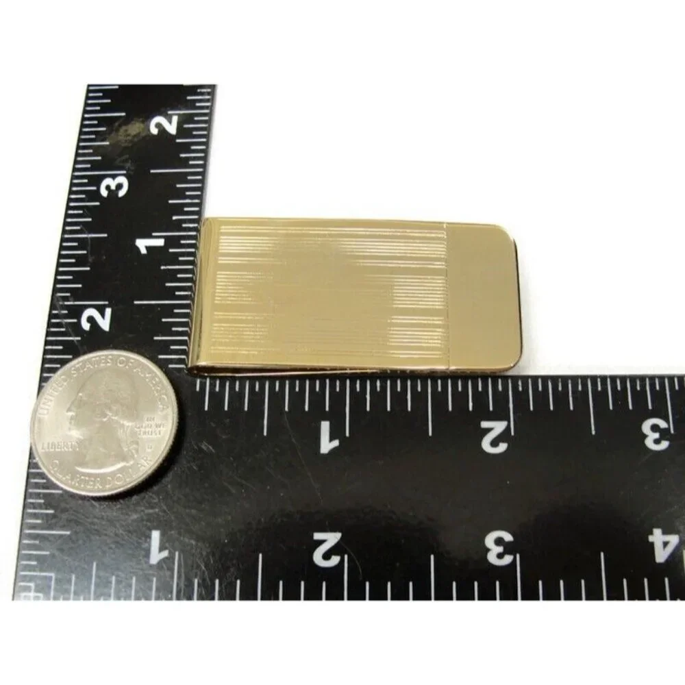 Vintage Engravable Gold Tone Money Clip Men Wallet ID Credit Card Holder